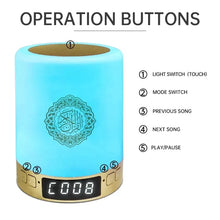 Load image into Gallery viewer, Touch Lamp Azan Quran Speaker with Digital Clock Display