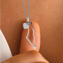 Load image into Gallery viewer, Palestine Map Outline & Heart Necklace Chain Pendant