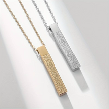 Load image into Gallery viewer, Divine Ayatul Kursi 3D Bar Pendant Necklace