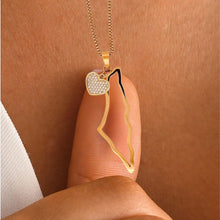 Load image into Gallery viewer, Palestine Map Outline &amp; Heart Necklace Chain Pendant
