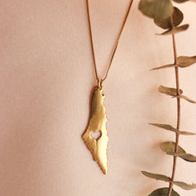 Load image into Gallery viewer, Palestine Map Stainless Steel Necklace with heart cut-out
